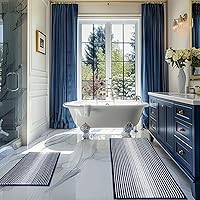 Vista 55 de BSICPRO Juego de alfombras y tapetes de baño, 2 piezas de felpilla gruesa y absorbente, antideslizantes, suaves y peludas para baño, lavables a