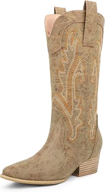 MERUMOTE Cowboy Boots for Women Pointed Toe Embroidered Western Cowgirl Boots