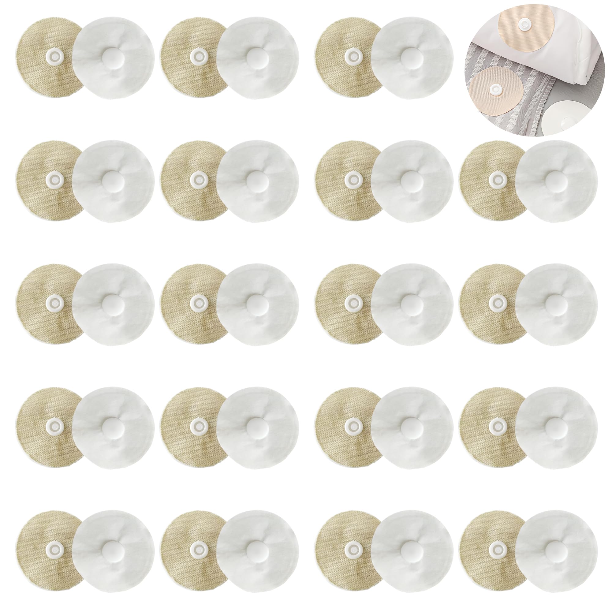 20 Paar runde Bettdecken-Druckknöpfe, bügelfreie Bettdecken-Clips, Eckhalter verhindern das Verschieben des Bettbezugs, Schnappverschlüsse für alle Stärken, Bettdeckenbezughalter