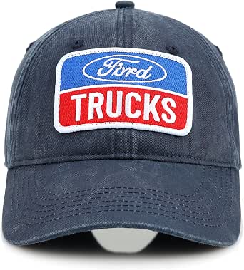 Ford Trucks Logo Embroidered Patch Premium Chino Low Profile Twill Hat | Baseball Cap for Men Navy