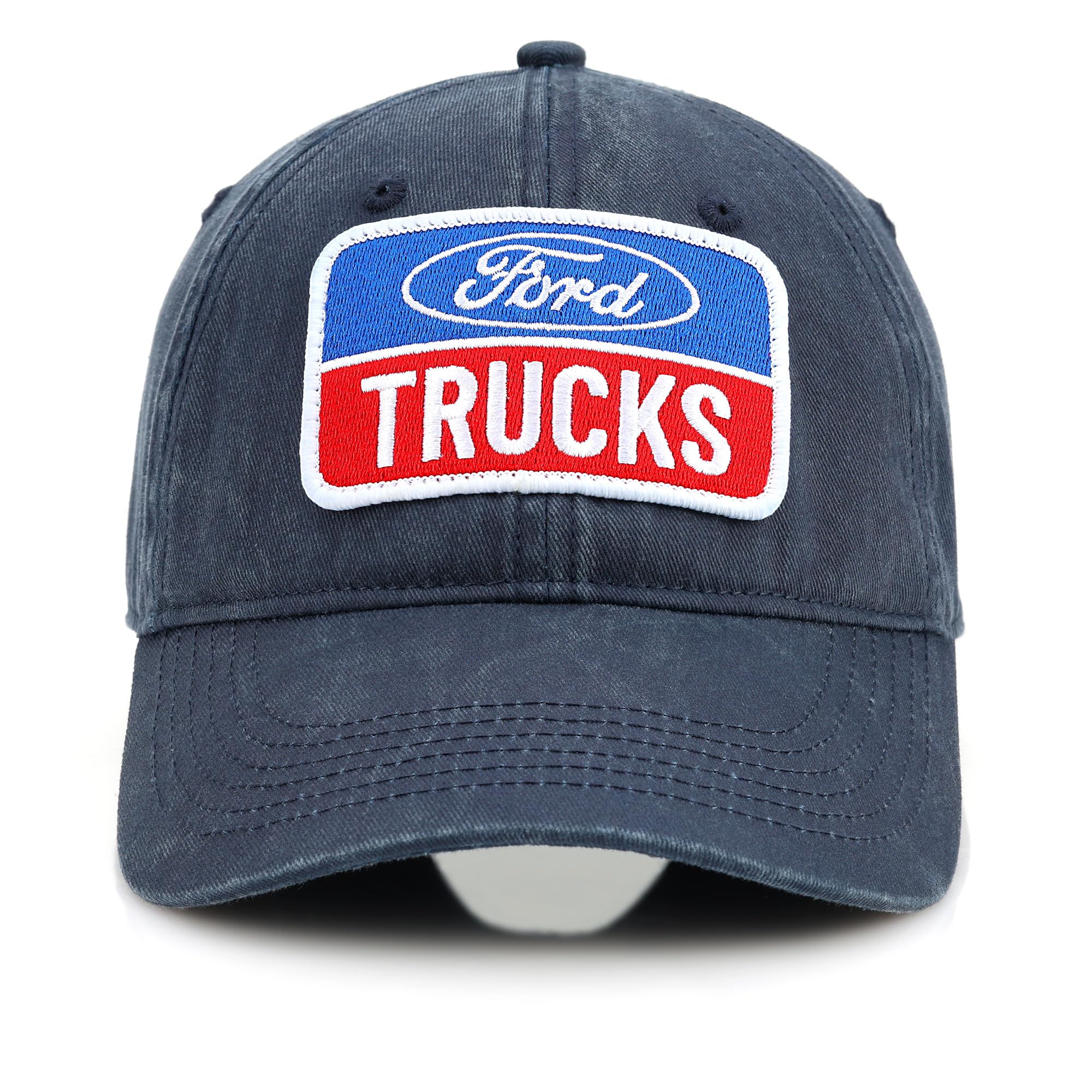 Ford Trucks Logo Embroidered Patch Premium Chino Low Profile Twill Hat | Baseball Cap for Men Navy