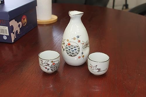 Miniatura 6 de Juego de sake tradicional japonés de porcelana  Juego de 4 tazas 1 decantador de sake japonésinauguración de la casaregaloregalo de