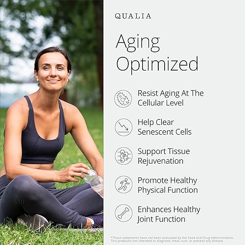 Vista 5 de Suplemento senolítico Qualia, fisetina, quercetina, piperlonguminina y más, suplemento para el envejecimiento, apoya la reparación