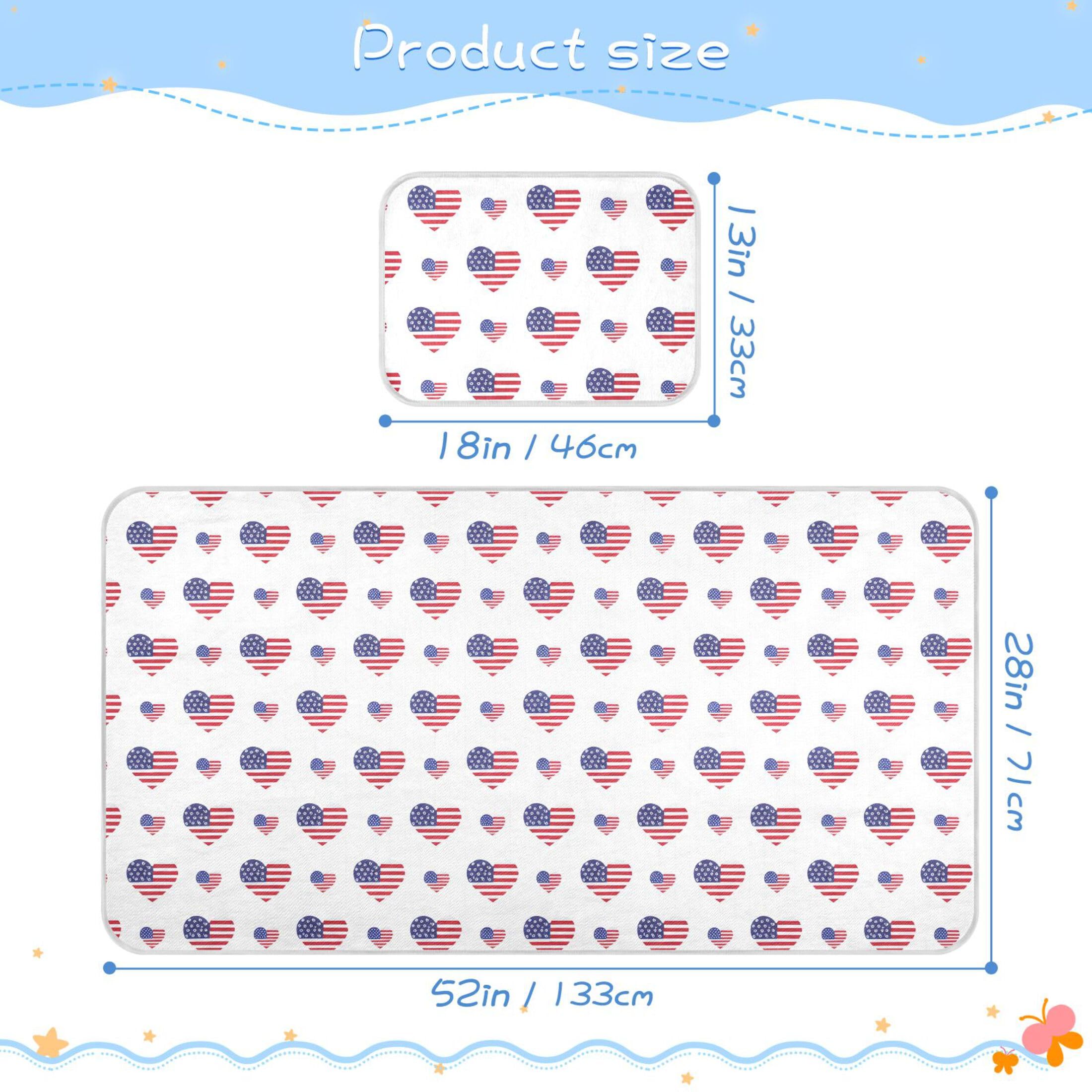 Takiito American Flag Hearts Baby Cooling Mattress Pad, Soft & Breathable Cooling Mat Keep Baby Cool in Summer 28x52 in, Nursery Essential