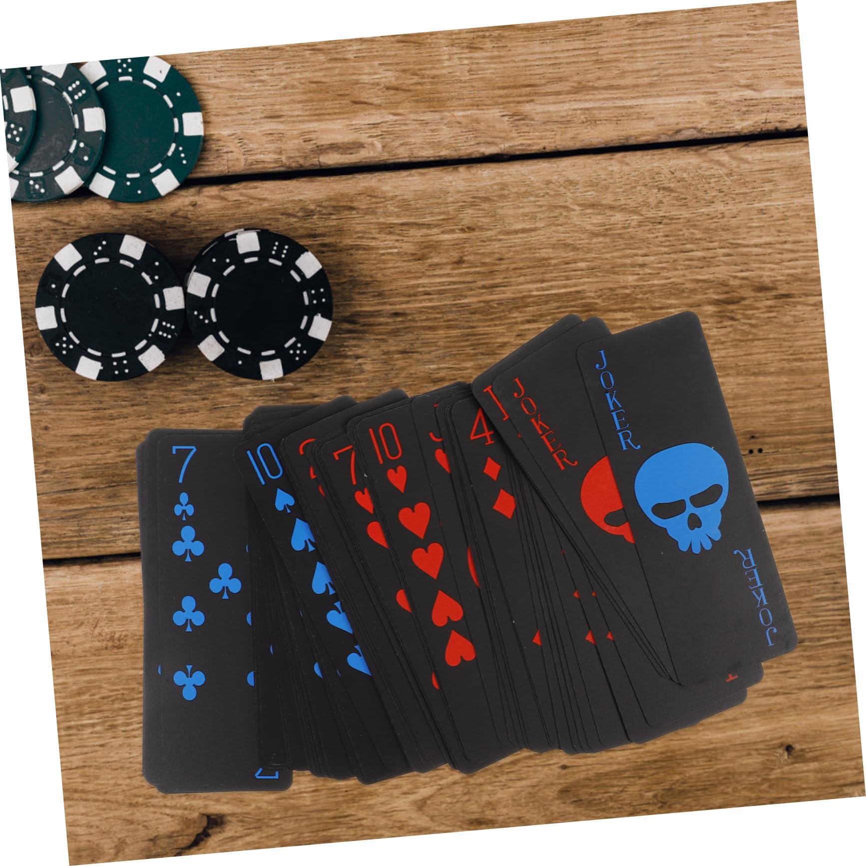Cartes à Poker Pvc Imperméables Noir Motif Skull Ambiance Halloween