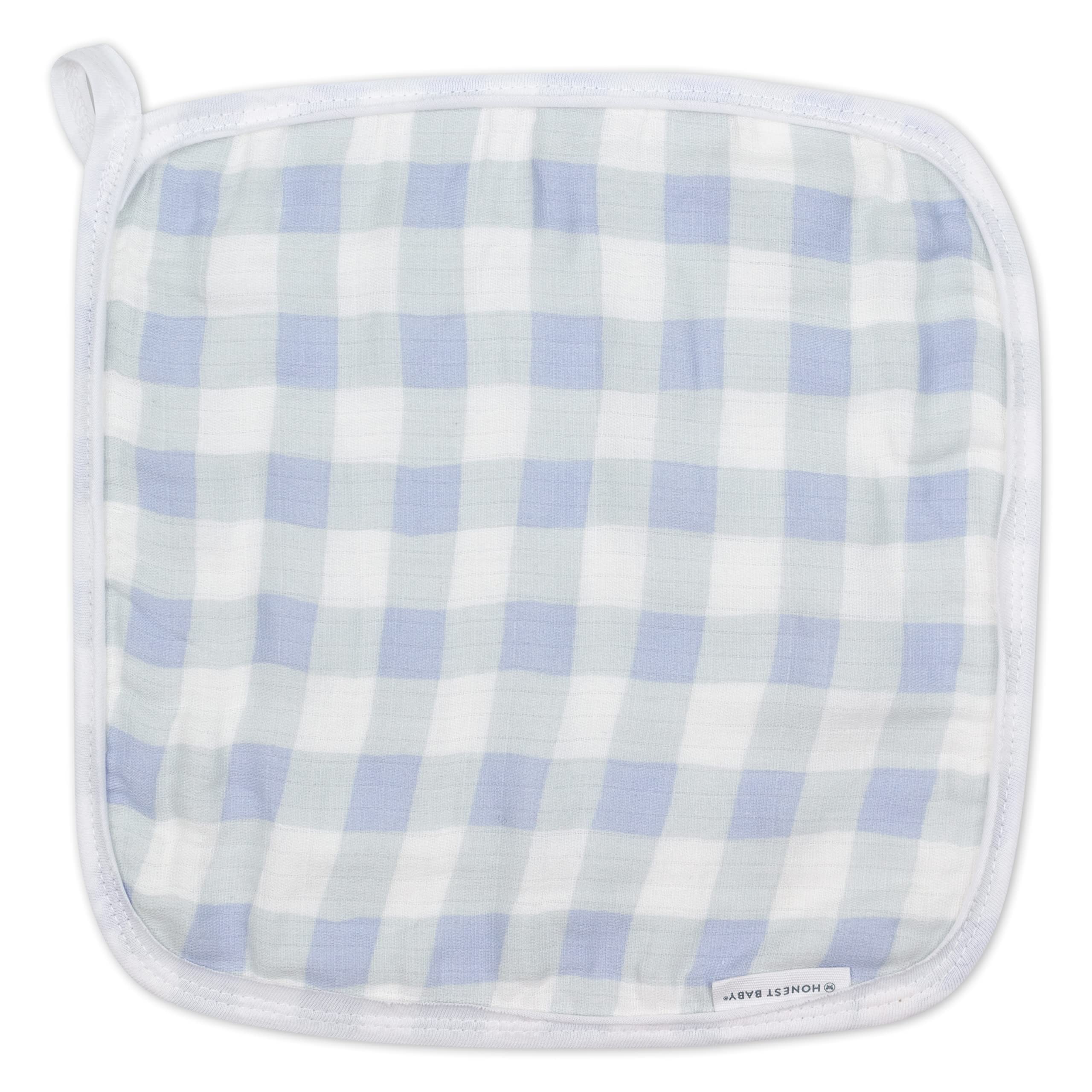 HonestBaby Juego de toallas y paños de algodón orgánico con capucha de 3 piezas, cuadros de búfalo pintado azul, talla única