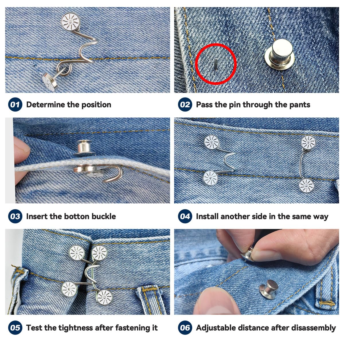 EAEDMY 60PCS Pants Wast Tghtener For Jean, Adjustable Pants Button