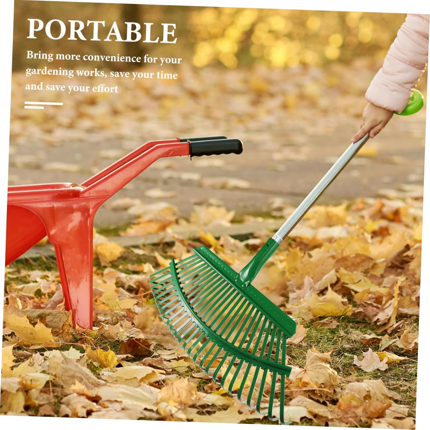 Heavy Duty Garden Leaf Rake with Tooth Thickened Tines for Lawn Leaves Weeding and Shrub Cleanup Gardening Tool for Gardeners and Lawn Care Enthusiasts