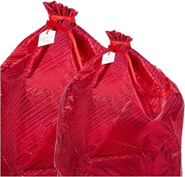 K-Kraft Reusable Easy-to-Use Gift Wrap Bag available in Three Sizes great for Valentines Day, Christmas, Birthdays and more Festive Red Stripes, 36 x 44 inches AND 26 x 35.5 inches