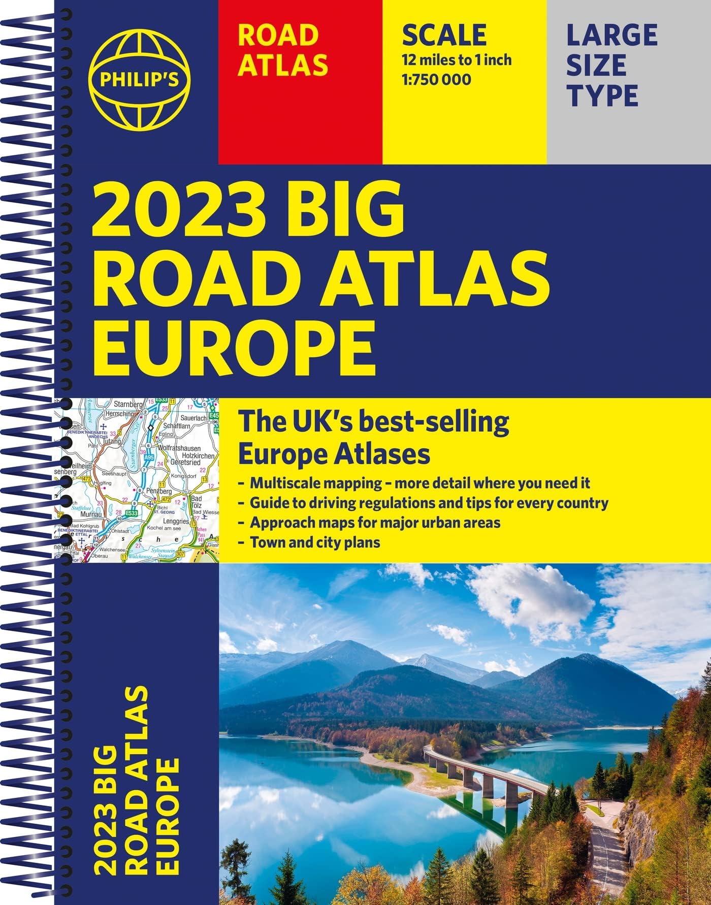 2023 Philip's Big Road Atlas Europe: (A3 Spiral binding) (Philip's Road Atlases) Spiral-bound – 7 April 2022