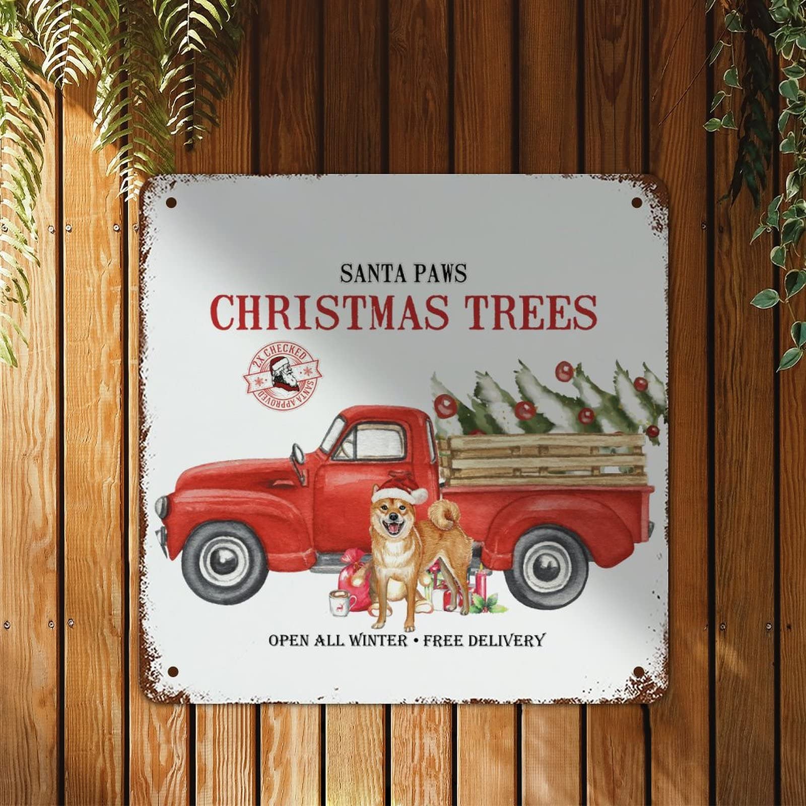 Décoration murale carlin de Noël en métal, cadeau rétro idéal