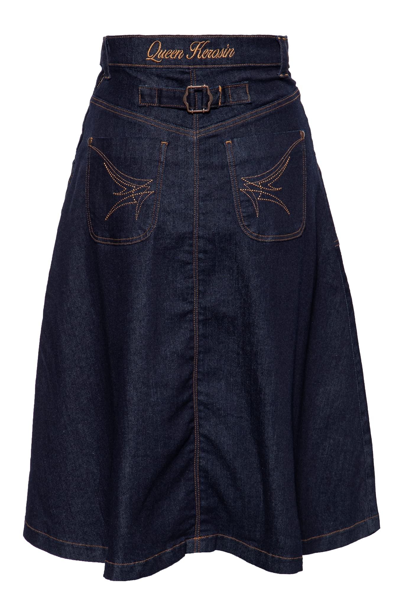 Queen Kerosin Damen Vintage Denim Swing Rock A-Linie Regular Fit