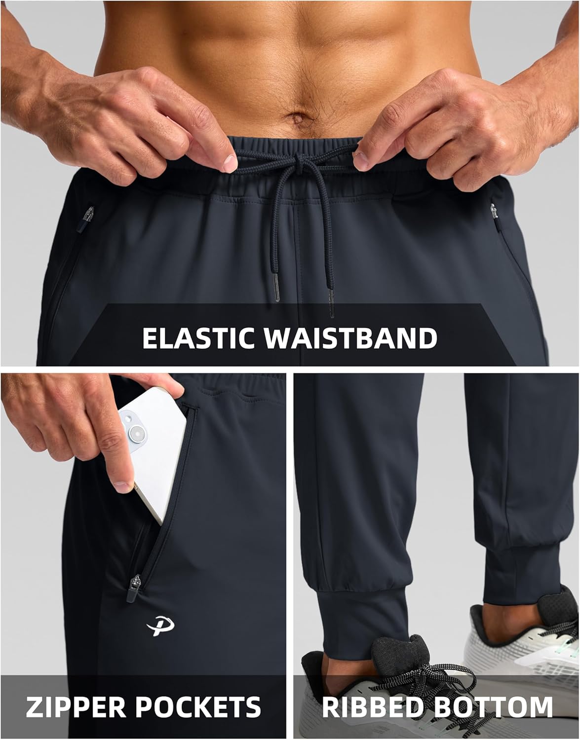 Pudolla Men's Lightweight Jogger with Pockets 4-Way Stretch Sweatpants Workout Runing Athletic Track Pants - Image 4