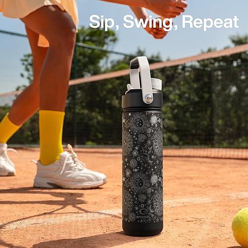 Miniatura 668 de ENCOOL Botella de agua aislada con popote, de acero inoxidable, a prueba de fugas, sin BPA, al vacío de doble pared que se mantiene fría durante 24