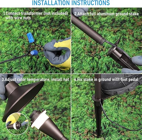 Miniatura 9 de LEONLITE 3CCT - Luces de camino de bajo voltaje luz LED de camino de paisaje de 5 W y 12 V carcasa de aluminio 3000 K4000 K5000 K seleccionable