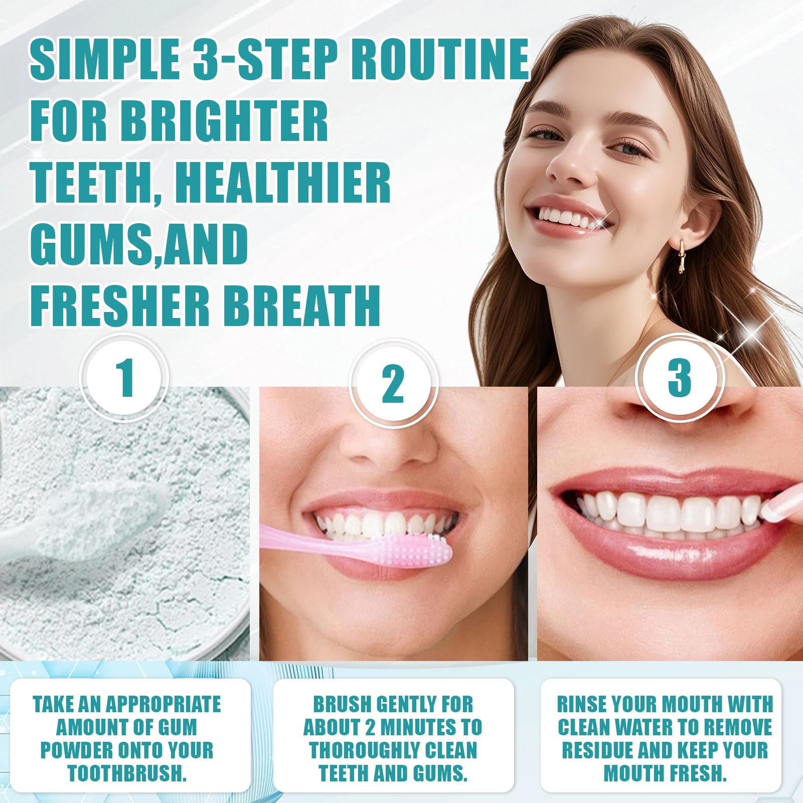 Polvo Dientes,Hydroxyapatite Polvo,contiene Colágeno e Hidroxiapatita,Polvos para el Cuidado Dental,Cuidado Suave para los Dientes(50g) — view 6