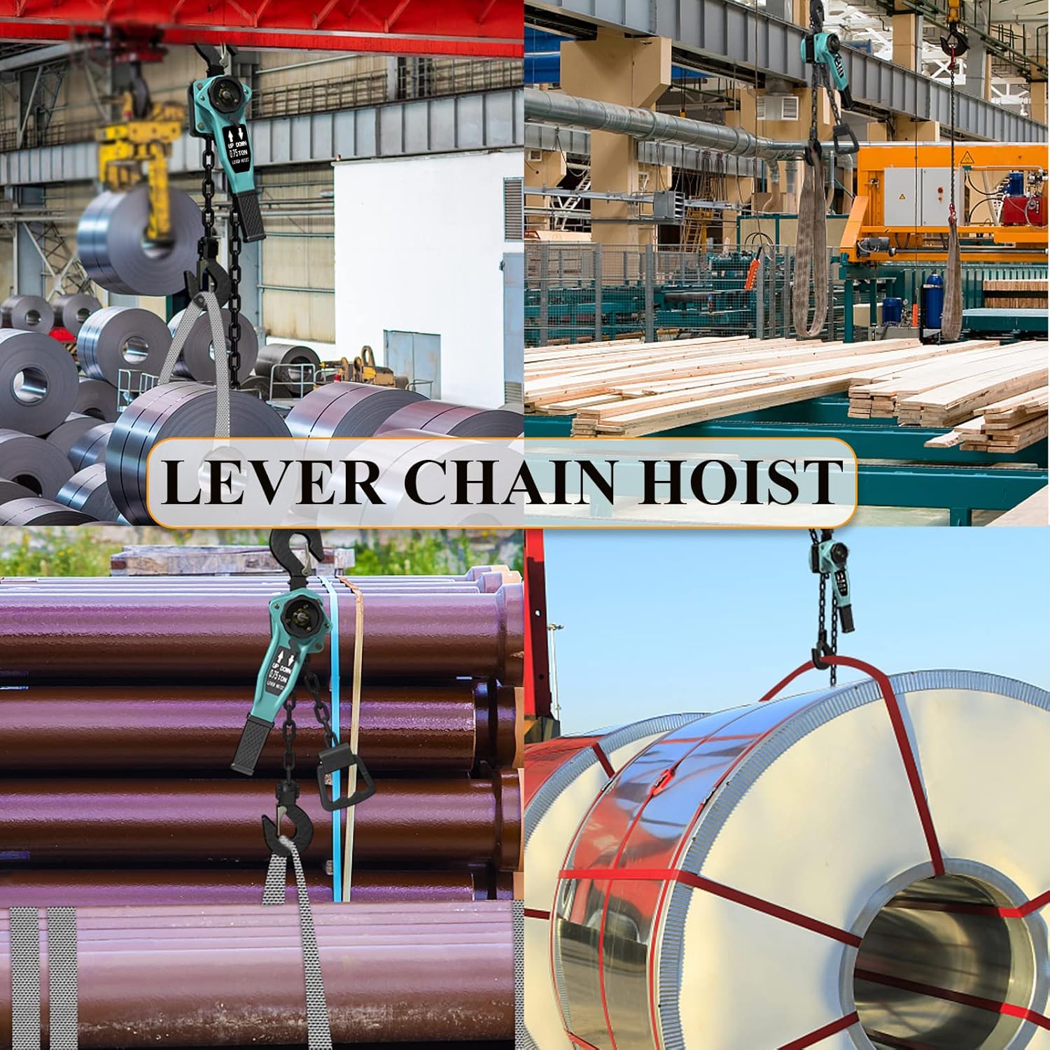Pachletool Lever Chain Hoist Chain Come Along 1650 LBS Capacity, 5 FT Manual Chain Hoist with 2 Heavy Duty Hooks, Ratchet Puller Hoist for Building Warehouse Garages Construction: Industrial & Scientific