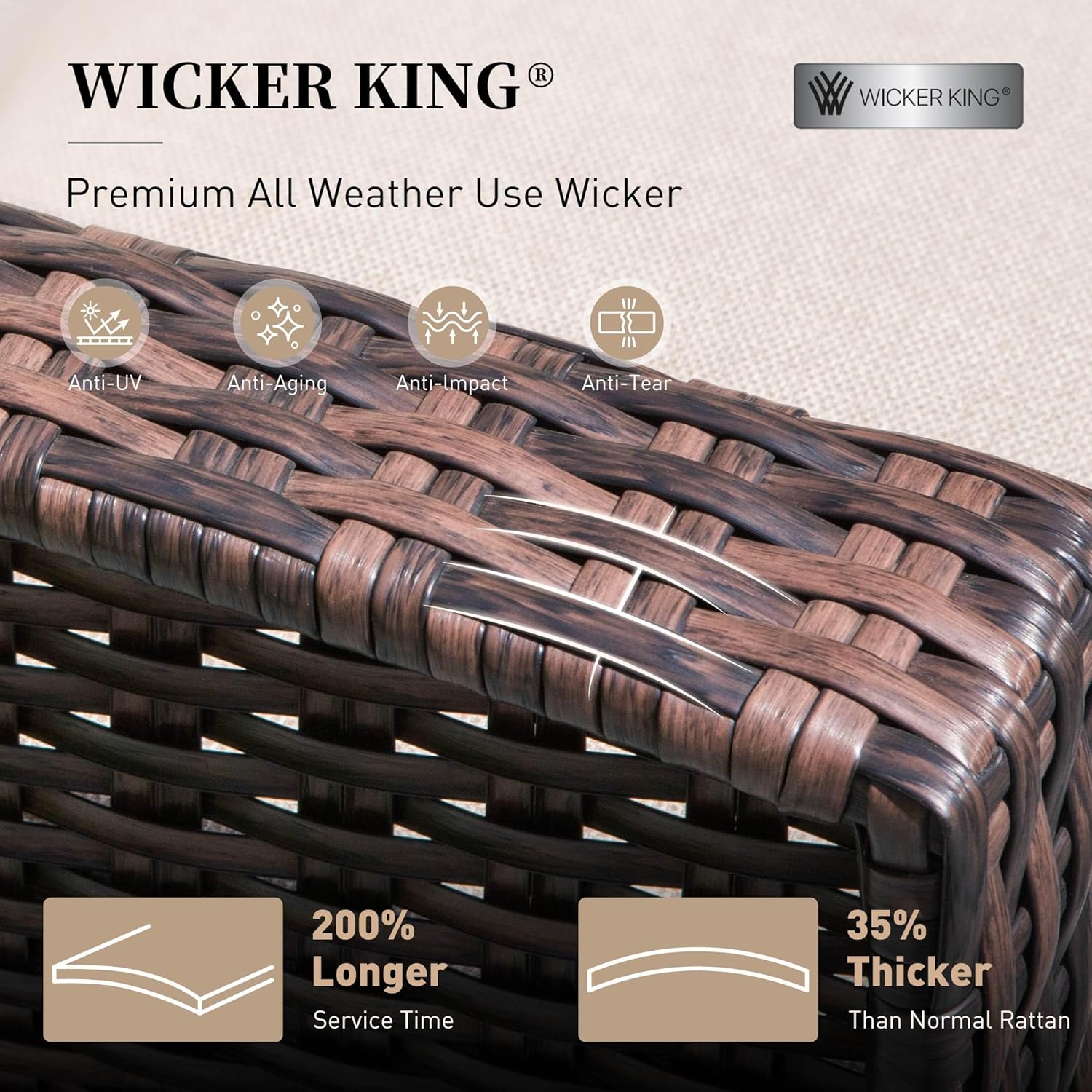 6 Pieces Patio Furniture Set with Swivel Chairs, High Back Wicker Rattan Sofa with Extra Thick Cushion and Coffee Table, Outdoor Conversation Set for Garden Backyard Deck,Beige