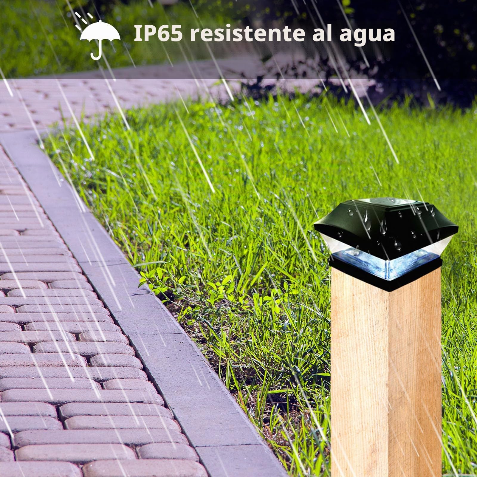 XVZ Luces solares de poste, 4PCS IP65 impermeable lámparas solares para exteriores, luces LED solares, decoración de jardín para jardín, terraza, valla, postes de madera - Negro
