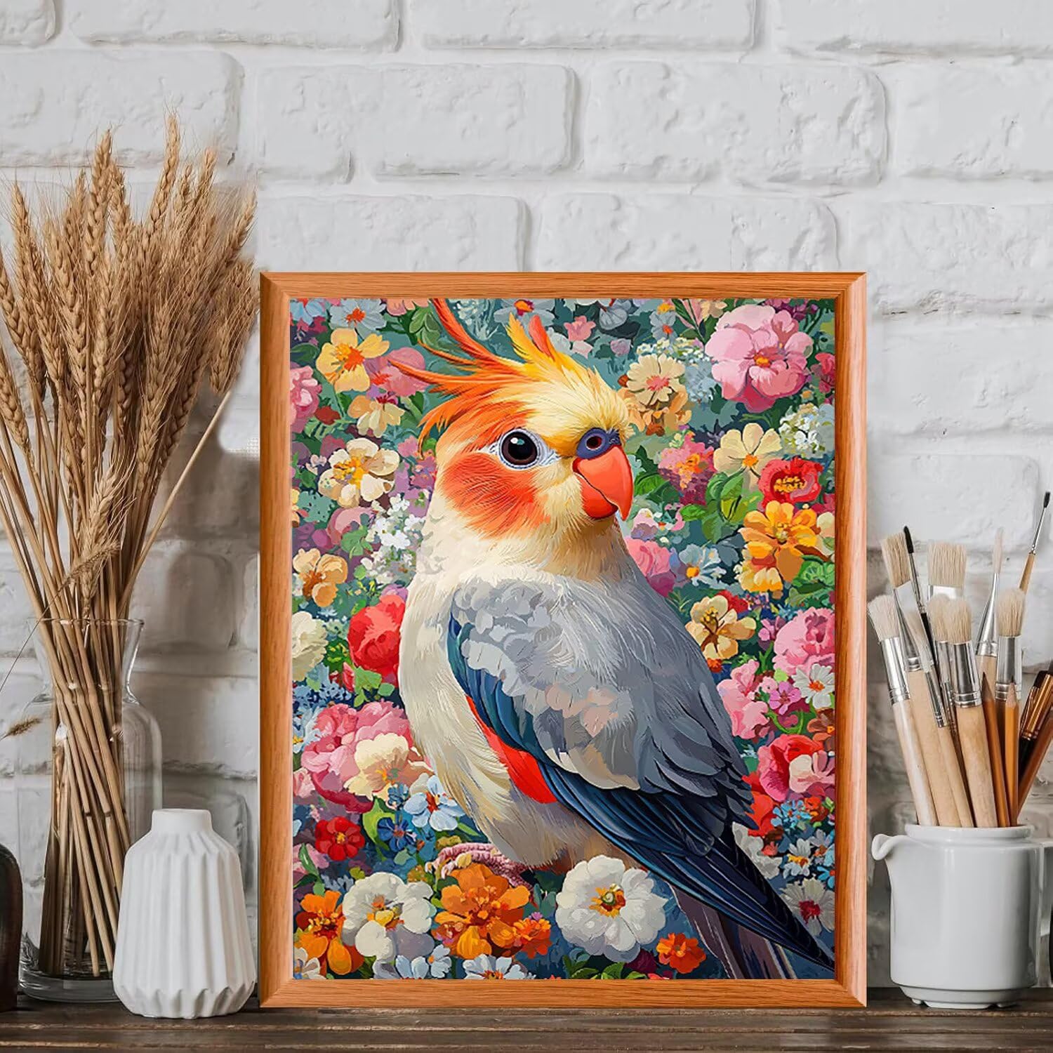 Pappagallo e fiori Dipingere con i Numeri per Adulti, 70x90cm a-1081