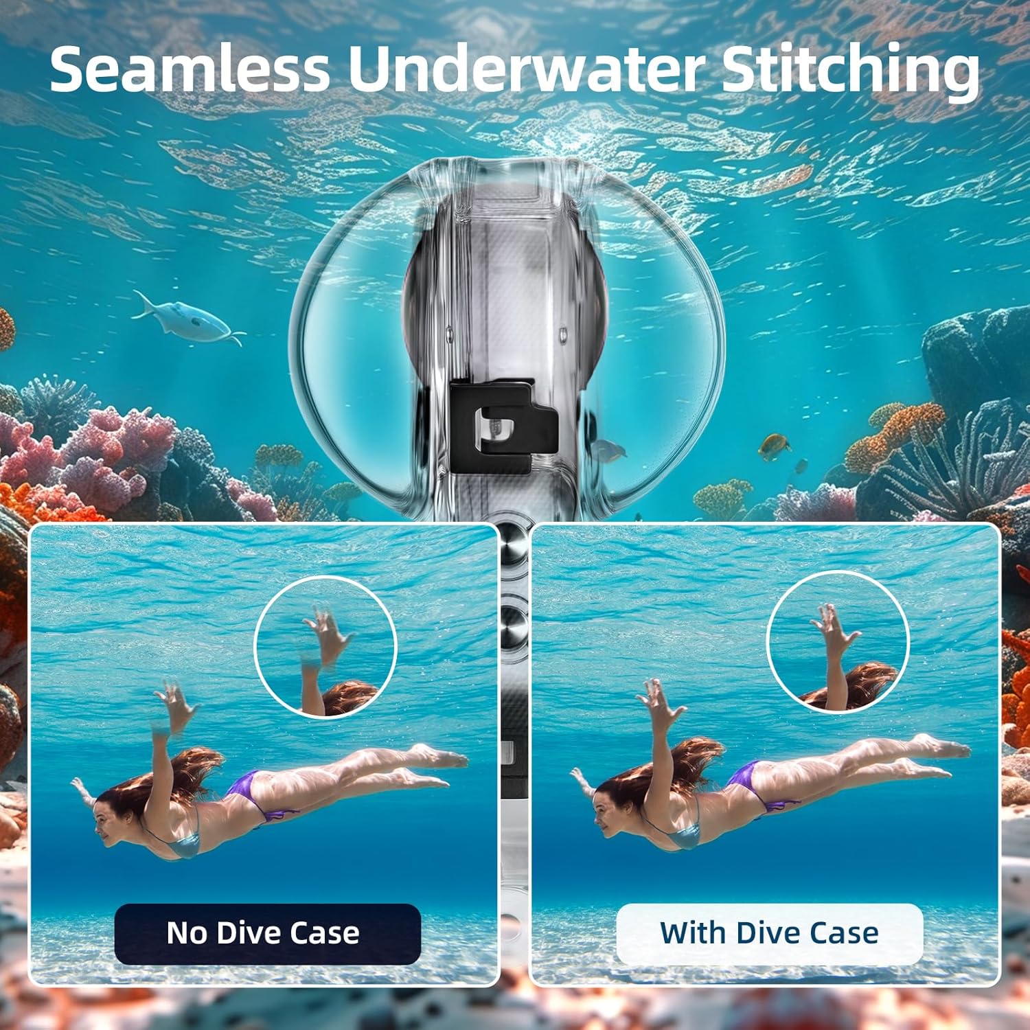 Invisible Dive Case for Insta360 X4, Waterproof Case 50m/164ft Underwater Diving Housing Cover Protective Sealed Shell for Insta 360 X4 Housings Action Camera Accessories