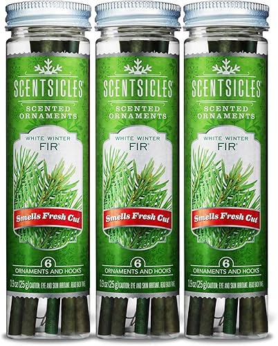 Miniatura 2 de Scentsicles Adornos perfumados para árbol de Navidad de abeto blanco de invierno, 3 botellas (18 varillas en total)