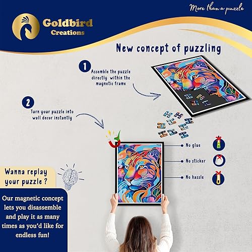 Miniatura 2 de Rompecabezas magnéticos de madera con marco para adultos, rompecabezas de madera, arte de pared, rompecabezas de corte de madera con paisaje Lazer,