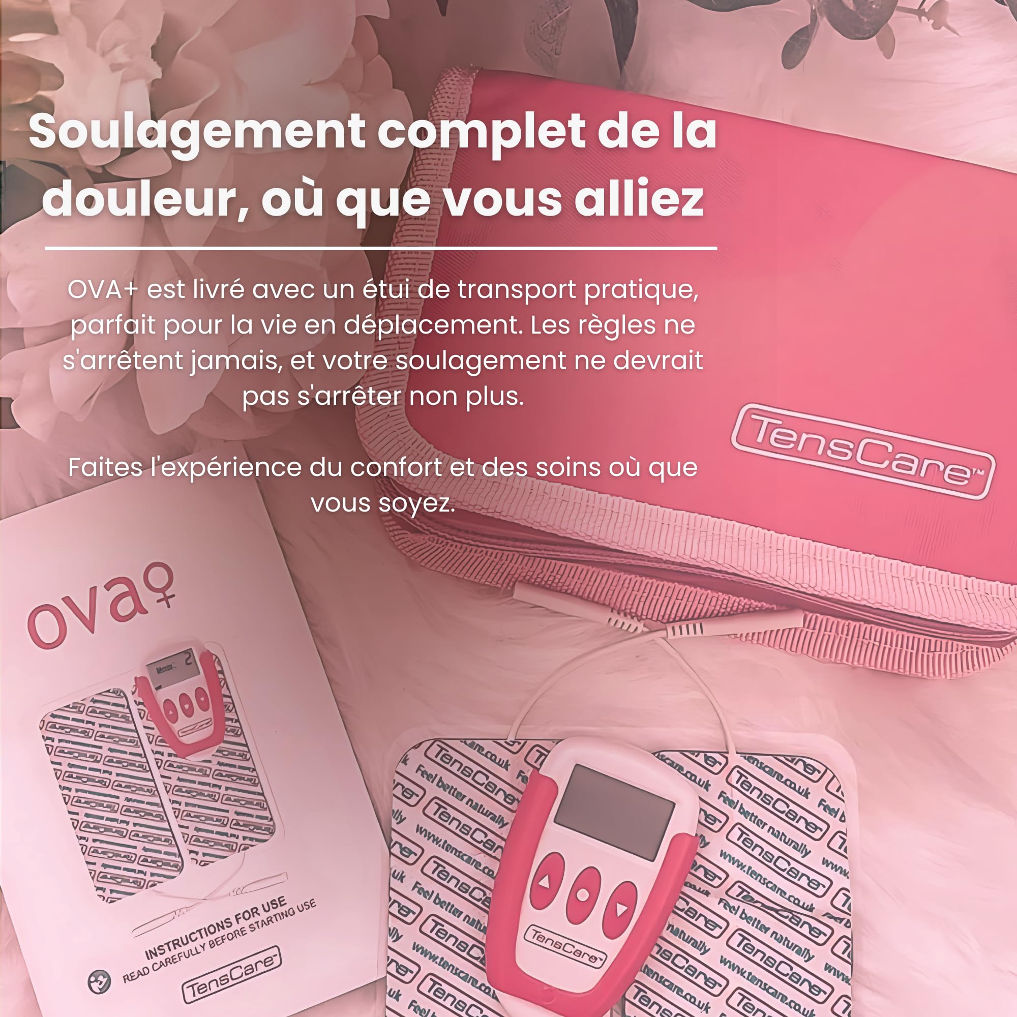 Tenscare Ova+ Soulagement Des Règles Douloureuses Endométriose/Fibrome Efficace/Naturel | Aide à soulager les douleurs menstruelles, notamment en cas d'endométriose ou de fibromes, sans médicaments
