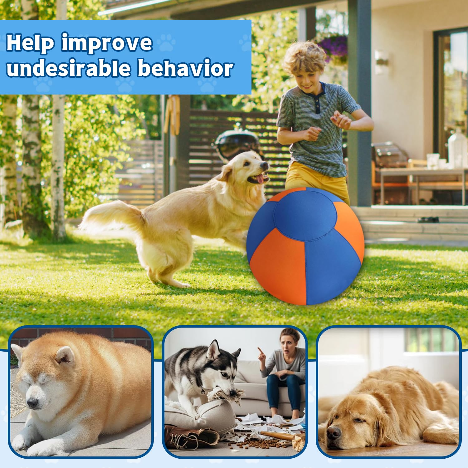 Aufblasbarer Treibball für Hunde, 55cm Interaktiver Hundespielzeugball, Aufblasbarer Herding Ball Hund, Treibball für Hunde Hüteball für Mittelgroße, Aufblasbarer Hundeball für Große Kleine Hunde