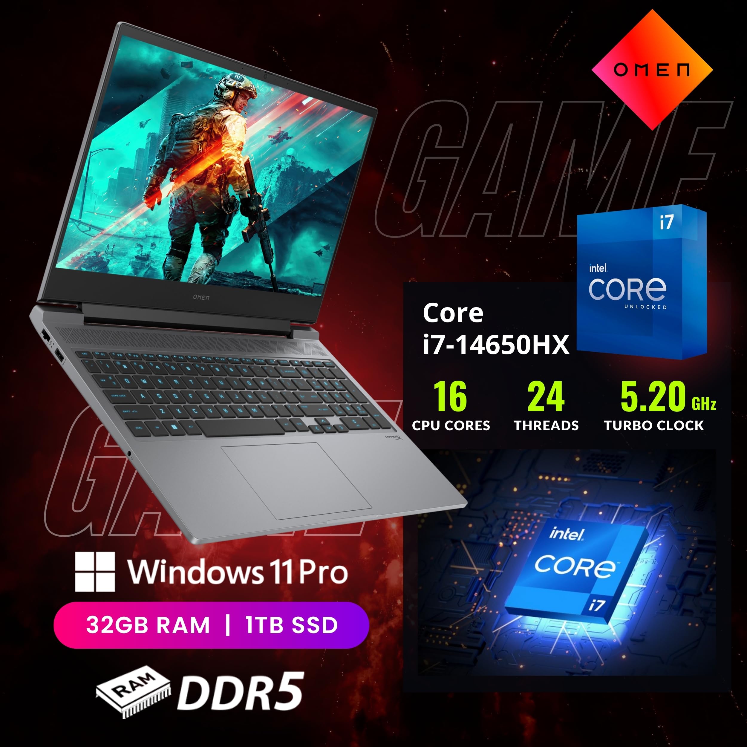 Amazon.com: HP OMEN 16 Gaming Laptop, 16.1 165Hz FHD LED Display