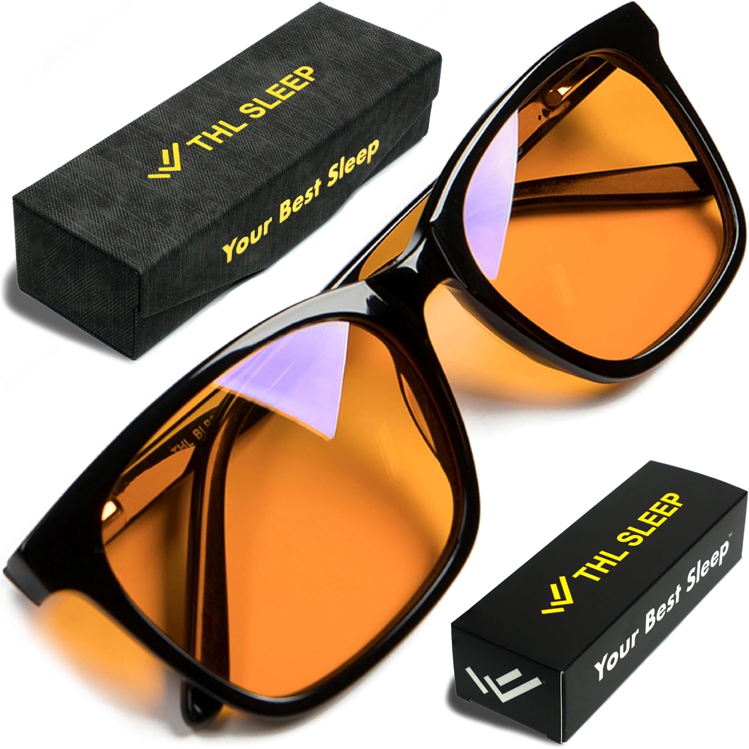 XL Orange Blue Light Blocking Glasses for Better Sleep - 99 5 Premium Acetate Computer Migraine Glasses for