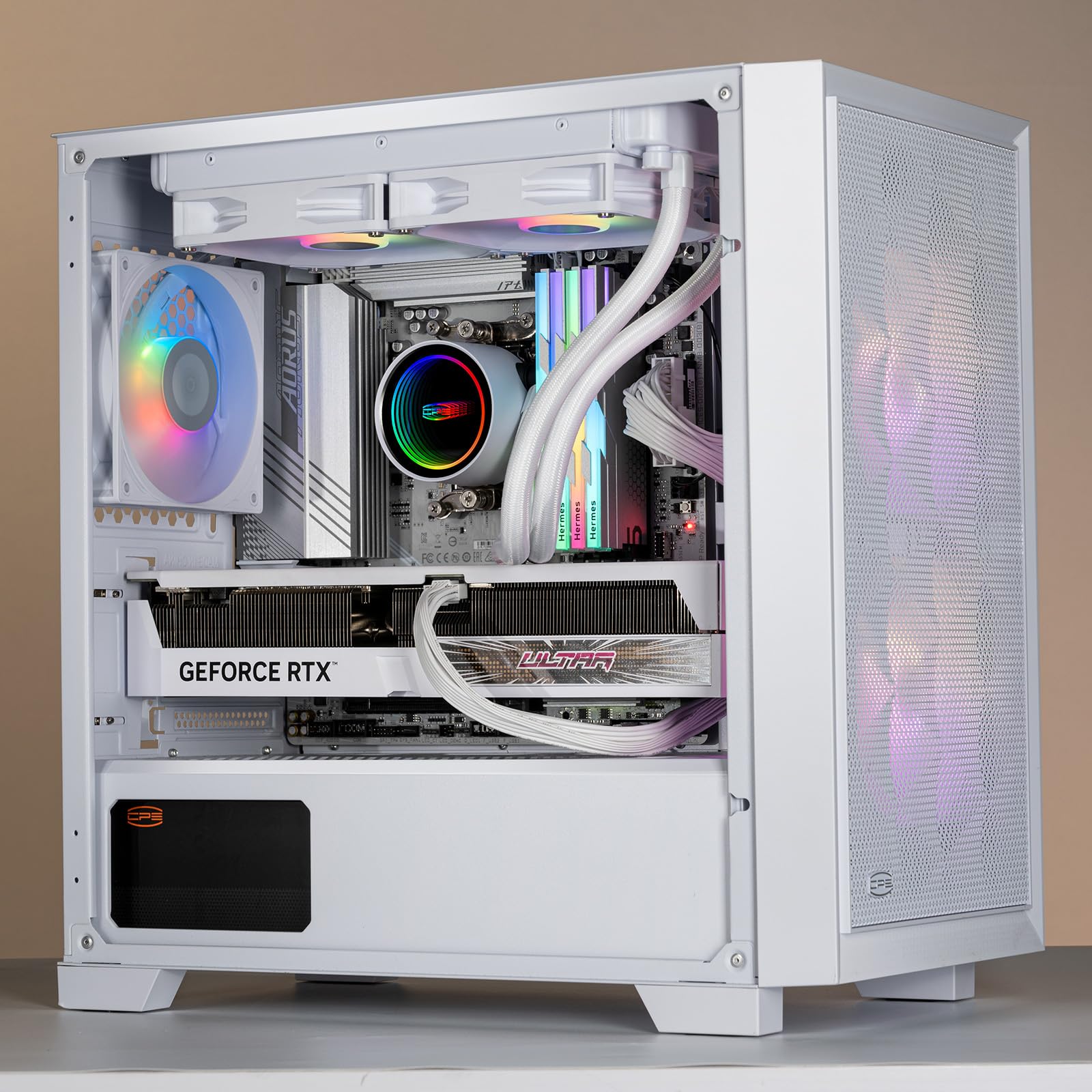 PCCOOLER Raffreddatore CPU liquido, 240 mm AIO con pompa a cuscinetto in ceramica, doppia ventola ARGB PWM da 120 mm, radiatore in alluminio, catena a margherita nascosta, compatibile con Intel
