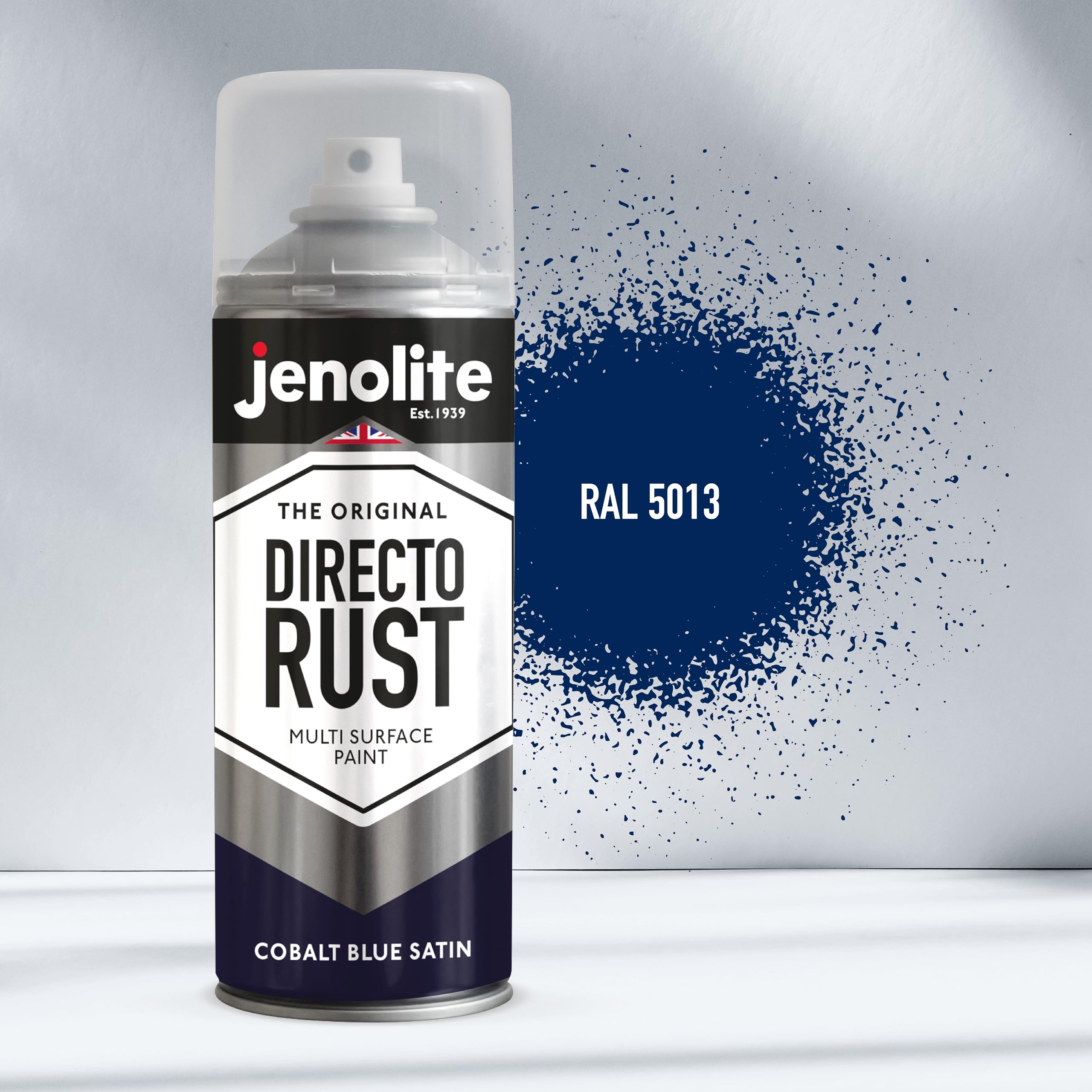 JENOLITE Directorust Blu Cobalto Satinato | Vernice spray multisuperficie | Per l'uso su legno, metallo, plastica, ceramica e superfici arrugginite | 3 x 400ml (RAL 5013)