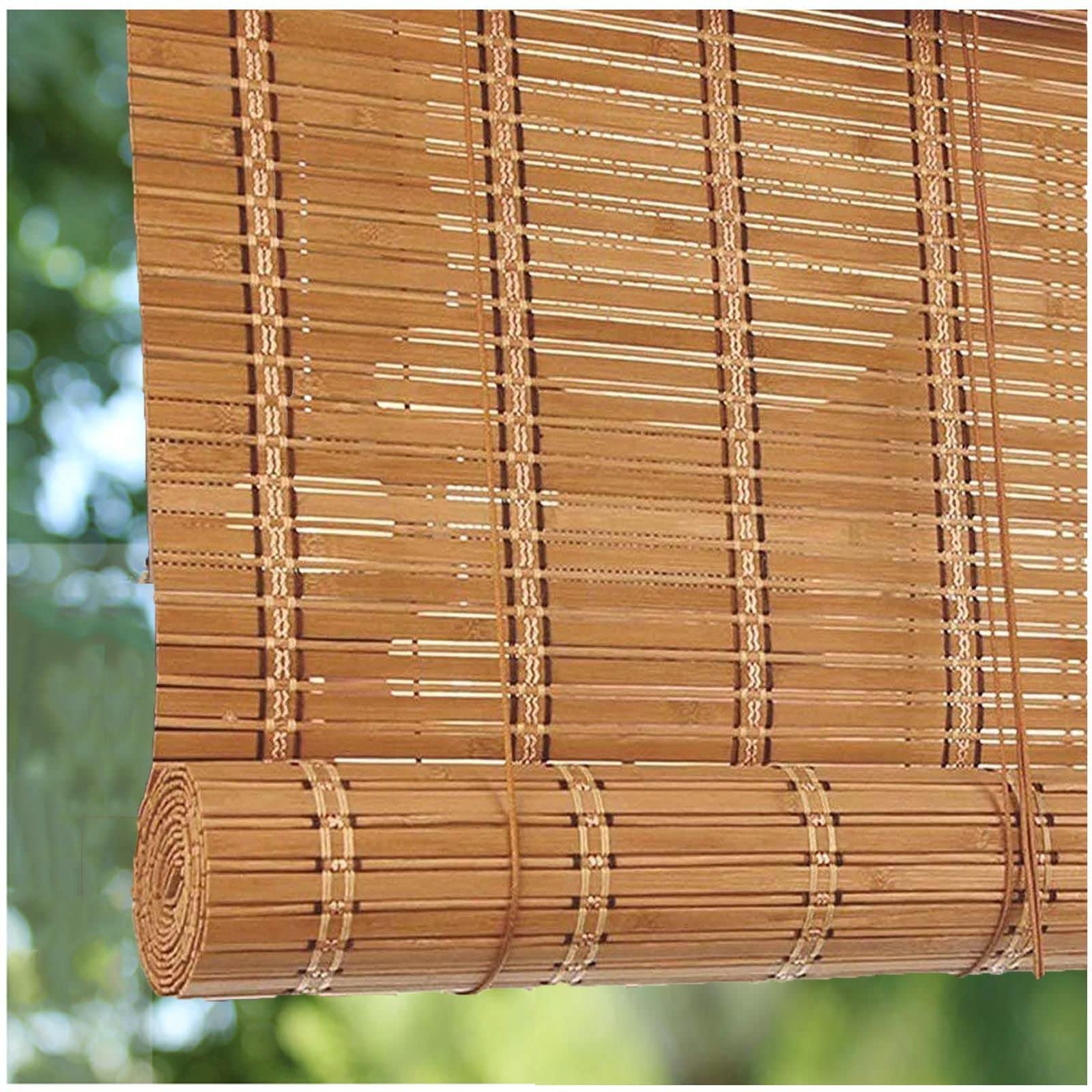 Bambus Vorhang Fensterrollo, Natürliche Bambusrollos, Holz Venezianische Jalousie, Roman Jalousien, Jalousette 50-150cm/20-59in Breit,WxH-70x180cm/28x71in