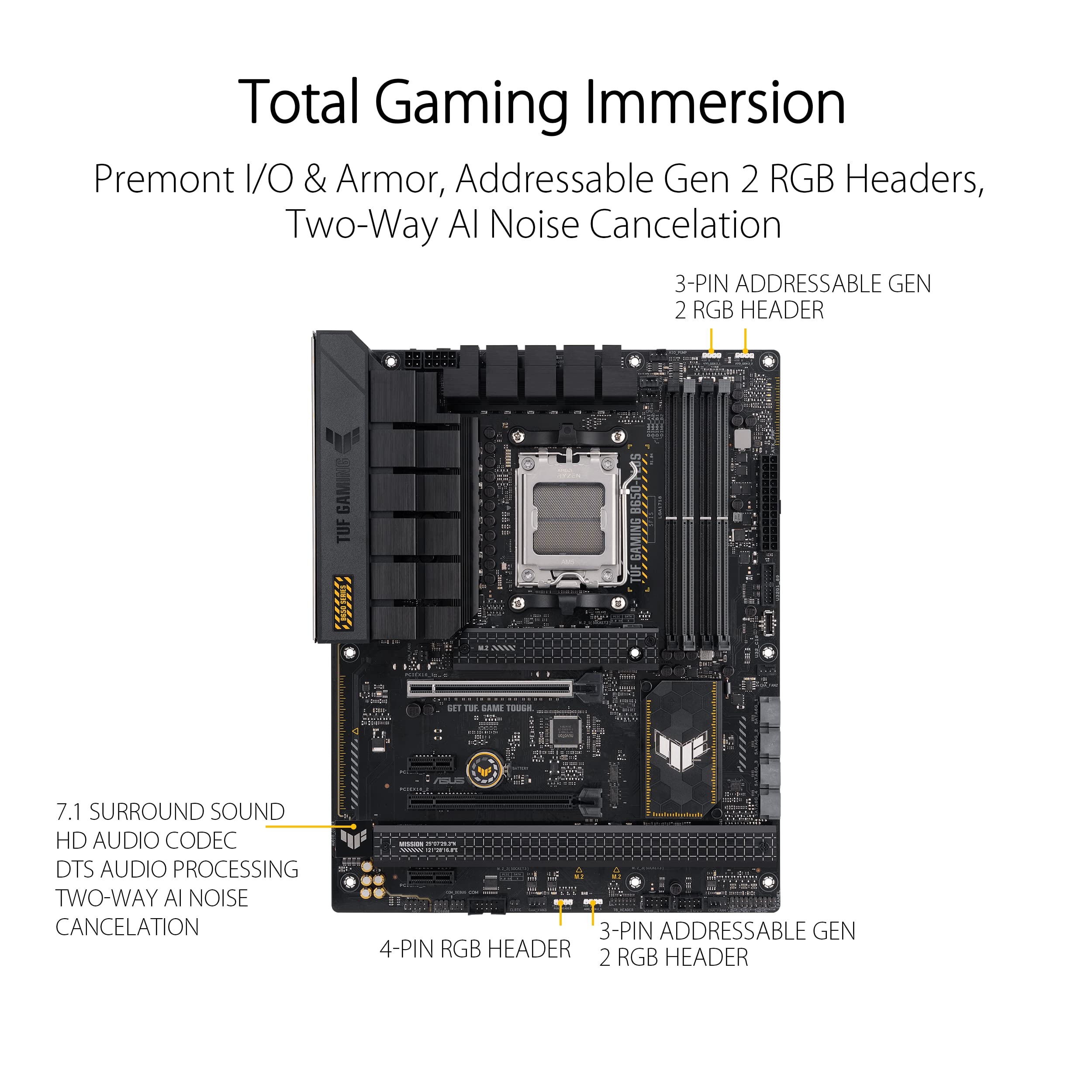 ASUS TUF B650-PLUS GAMING (AM5) (D) | Ryzen 7000, ATX, PCIe 5.0, pamięć DDR5, 14 Power Stages, USB 3.2 Gen 2x2 Typ-C, 2.5G Ethernet, Aura Sync