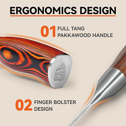 Miniatura 7 de TUO Cuchillo de trinchar, cuchillo de pechuga de 12 pulgadas para cortar carne, rebanar a través del asado y el tocino, acero alemán afilado, mango