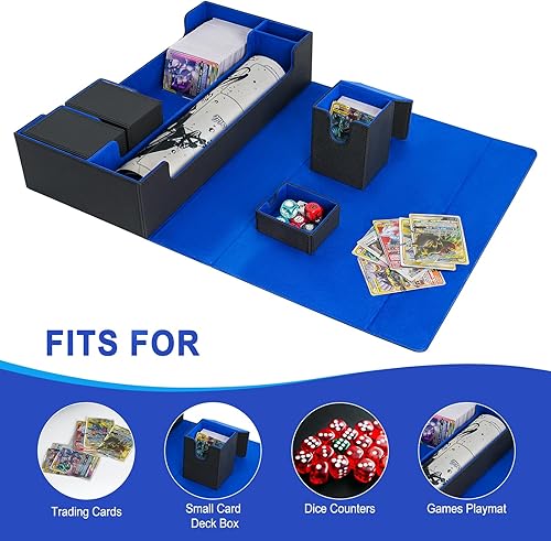 Miniatura 4 de Juego de cajas de cartas 6 en 1, caja de almacenamiento extragrande para juegos de cartas premium con 5 fundas de cartas pequeñas compatibles con