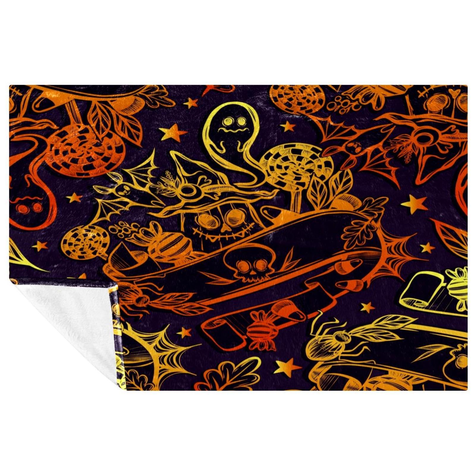 Couverture imprimée citrouille en flanelle isolante ultra douce et chaude pour lit 150x100