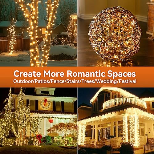 Miniatura 5 de Paquete de 2 240 luces LED solares de Navidad al aire libre, total de 110 pies de luces solares para exteriores, luces parpadeantes de Navidad