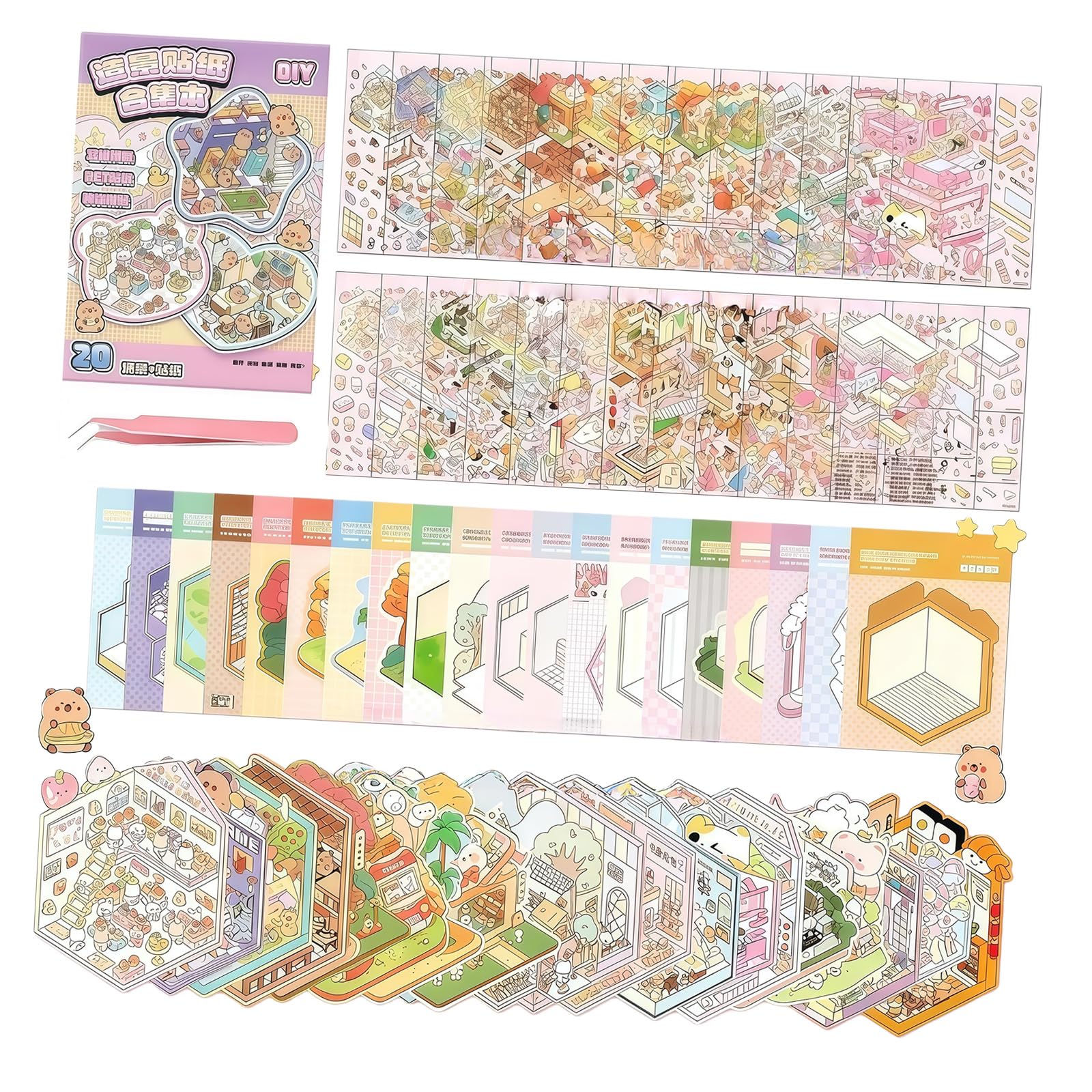 Artistic Decors Sticker Scrapbooking Sticker Decorative Stickers Adhesive Stickers for Luggage Glass Planners Notebook Journaling Decorations
