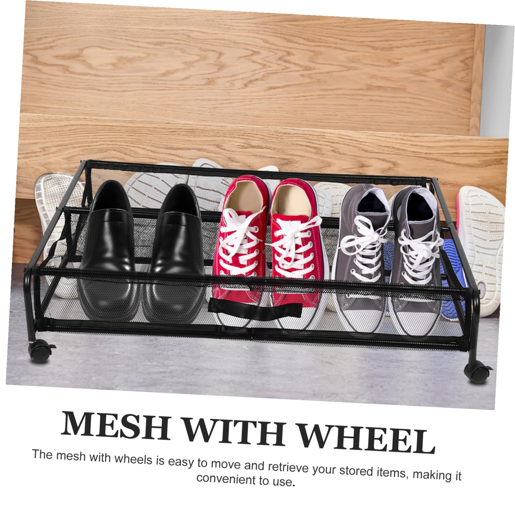 Scarpiera su Ruote Contenitore Portaoggetti Sottoletto Organizer per Scarpe in Rete Carrello Portaoggetti Salvaspazio per Piccole Camere da Letto