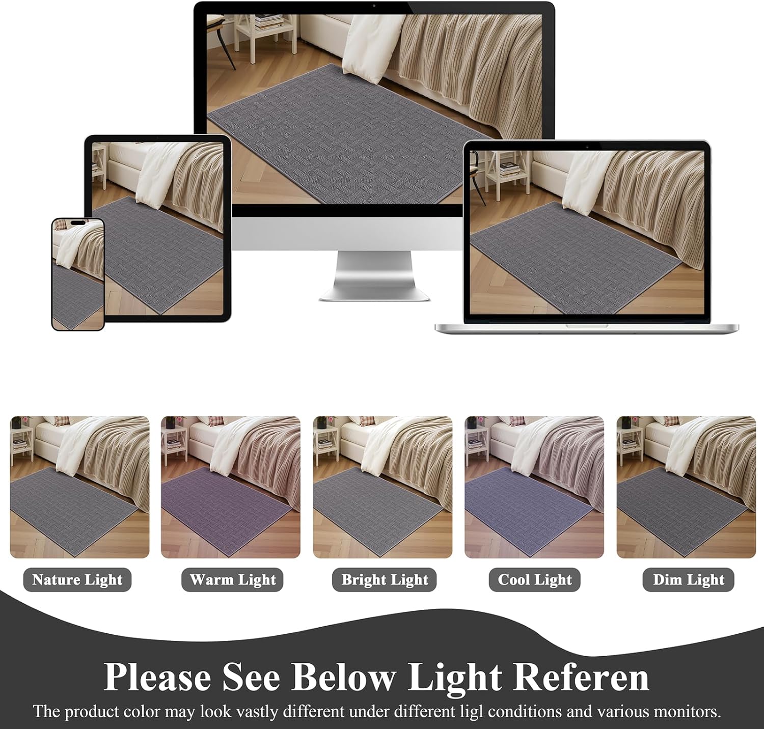 Ileading Indoor Door Mat 2x3ft, Absorbent Dog Muddy Paws Mats, Low-Profile Entrance Small Runner Carpet with Non-Slip Rubber Backing, Washable Inside Welcome Mat for Hallway,Entryway,Kitchen (Grey)