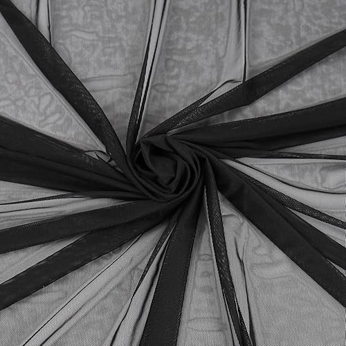 Malla elástica superfina de 4 vías de nailon y elastano, precortada 5 yardas de largo 60 pulgadas de ancho, ligera transparente (negro)