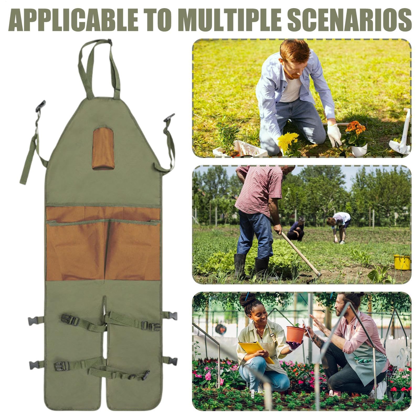 Grembiule da giardino con tasche, regolabile con tasche, grembiule da lavoro da giardinaggio, da donna, per la raccolta della vita, lavori agricoli, manutenzione degli uomini e donne