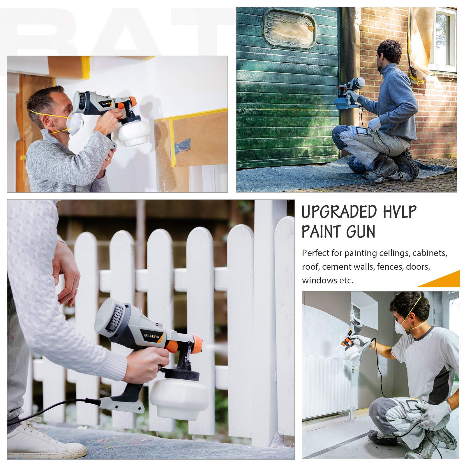 BATAVIA Paint Sprayer, HVLP Electric Spray Gun, Sprays Thinned Latex