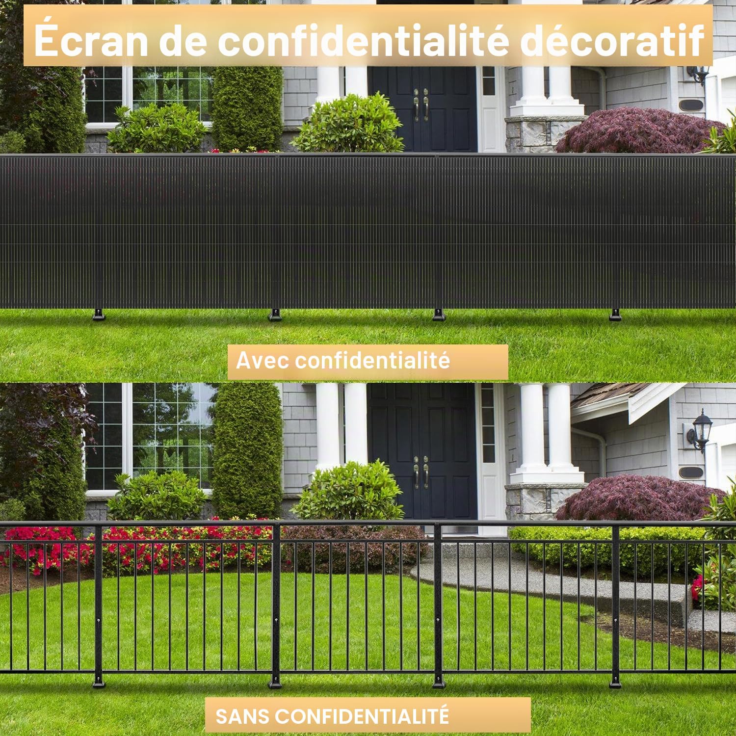 Eulenke Canisse en PVC Brise Vue 140 x 300 cm, Trois Renforts nervurés, clôture d'intimité avec Serre-câbles, Lattes intérieures renforcées, Brise-Vue pour Balcon, clôture, Jardin, Anthracite