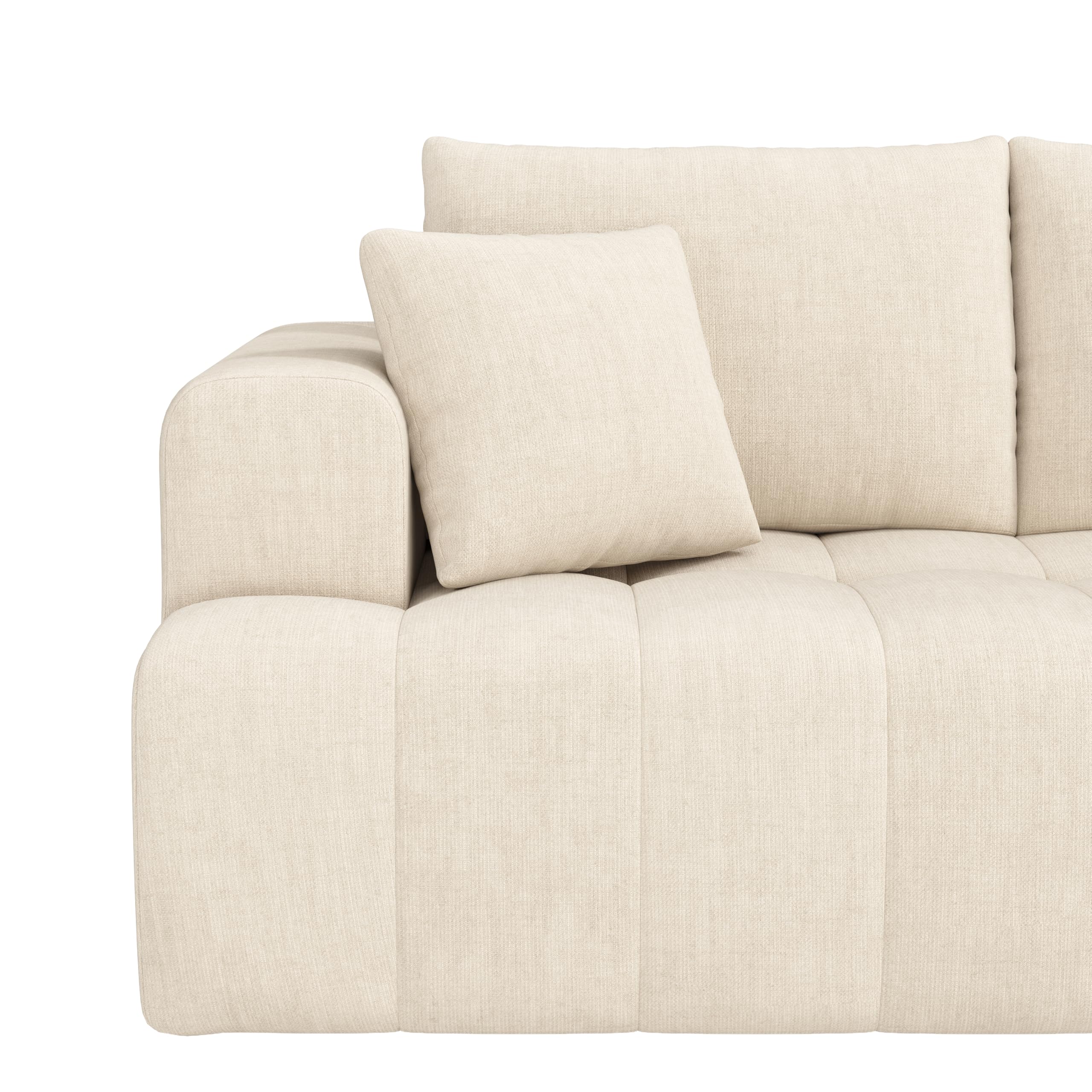 Sapgaks Canapé d'angle Convertible,canapé Convertible 3 Places,canapé 3 Places,modulaire en Forme de L sans Cadre,canapé Nuage Chenille, Librement combinable,Aucun Assemblage requis (Beige-G)