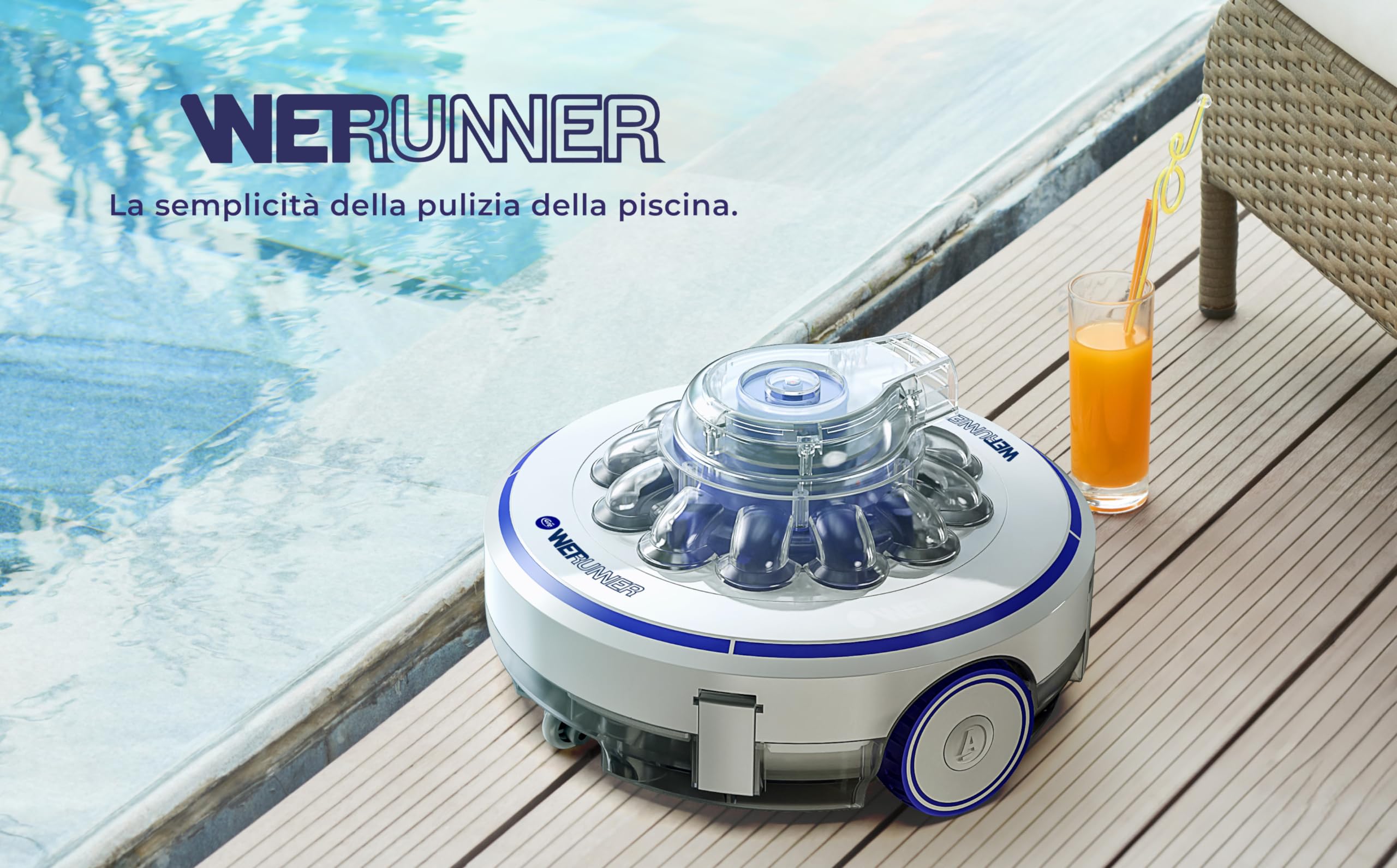 GRE RBR60. Pulitore per piscine senza fili, autonomia di 60 minuti, per piscine fino a 35 m²