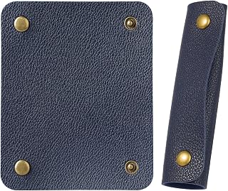 IUAQDP 2 Pieces Leather Luggage Bag Handle Wraps Handbag Handle Grip Protectors, Soft Purse Strap Cover Pad with Brass Clasps for Wallet Tote Bag Suitcase Travel Bag Shopping Bag, Blue, 5.12 x 4.13IN