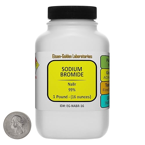 Bromuro de sodio NaBr Cristales de grado ACS 99% 1 Lb en una botella USA